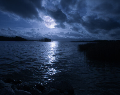 full moon over water